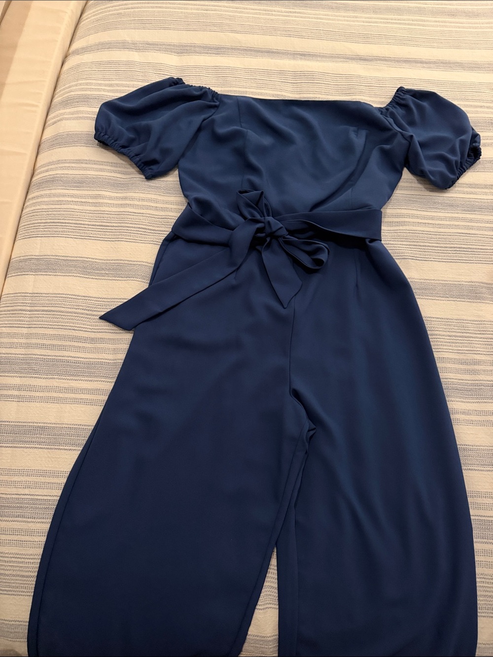 Lilly Pulitzer Navy Puff-Sleeve Full Length Jumpsuit